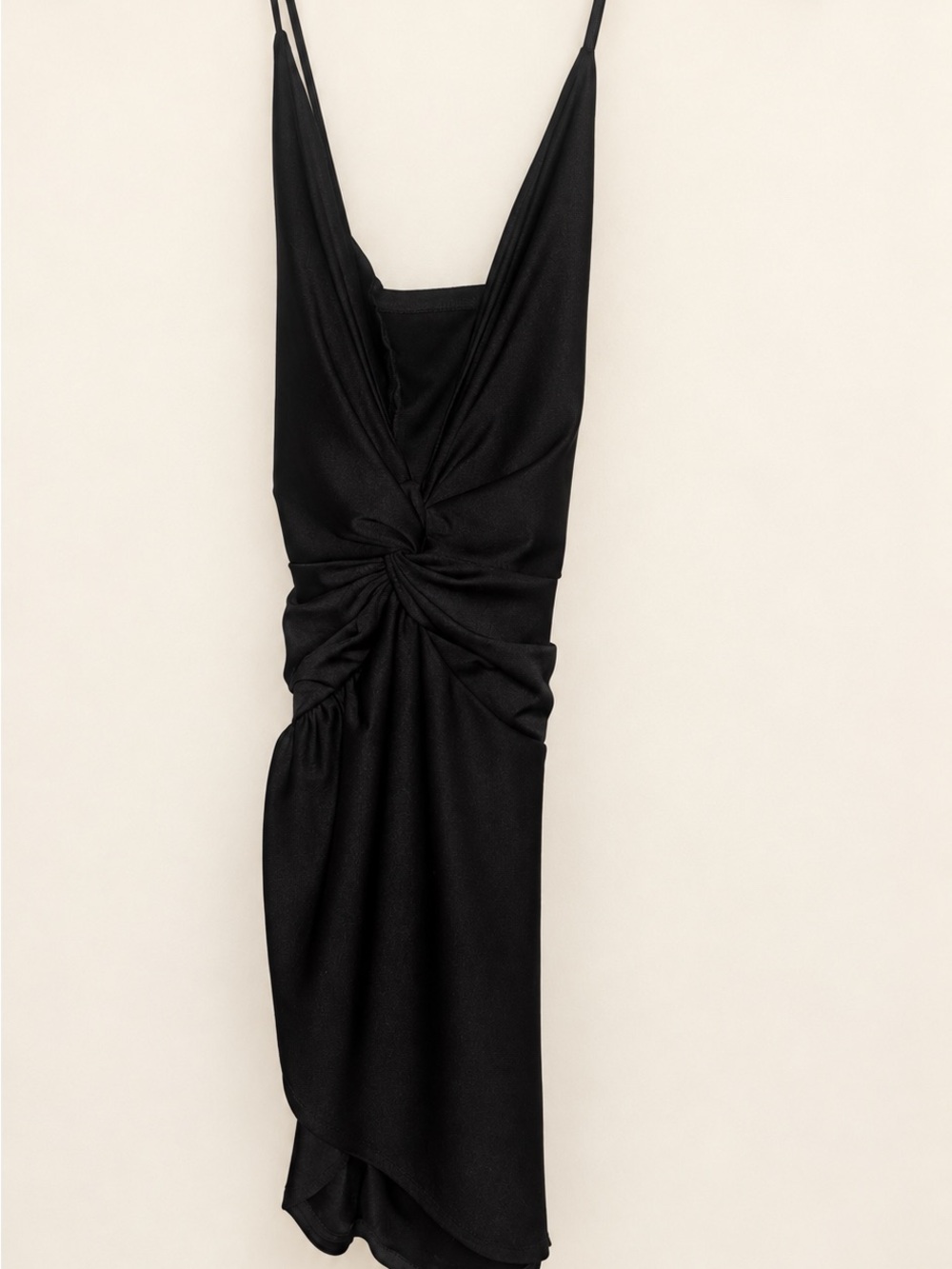 Sleek Black Twist-Detail Mini Slip Dress